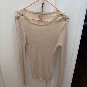 Hippie Rose Cream Ribbed Long Sleeve Top